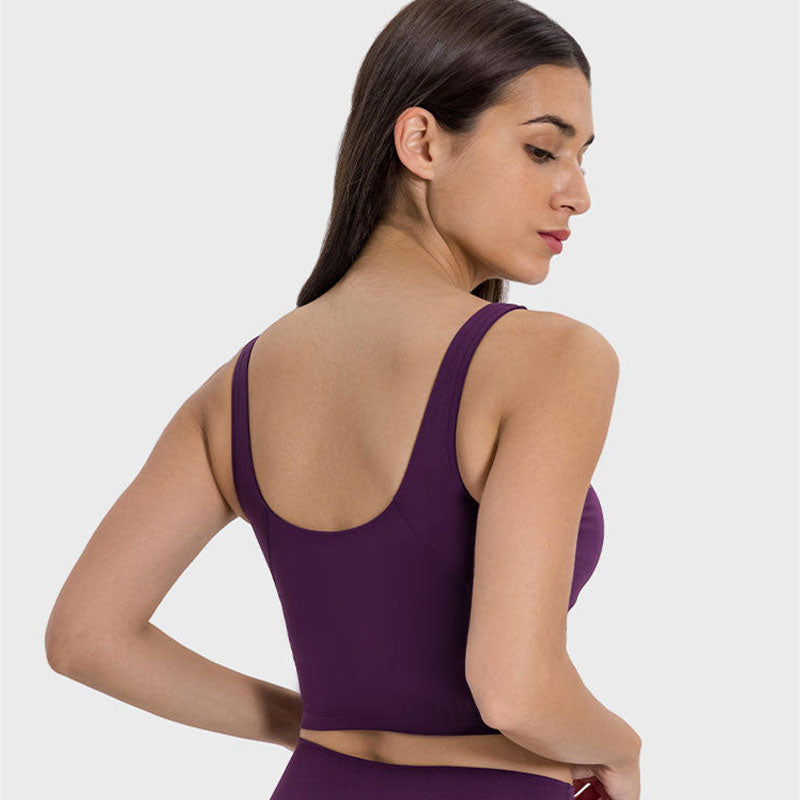 Custom Women’s Running Crop Tank Top – 220g Nylon Spandex OEM