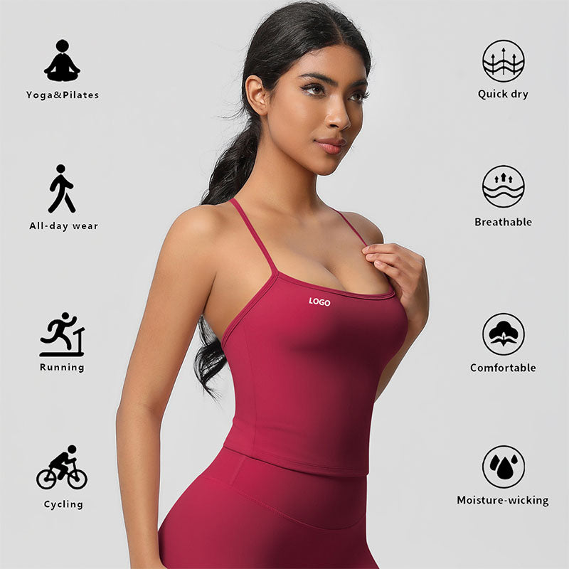 Custom Women’s Running Tank Top – 230g Seamless Strappy OEM