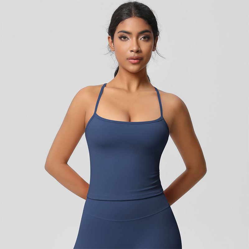 Custom Women’s Running Tank Top – 230g Seamless Strappy OEM