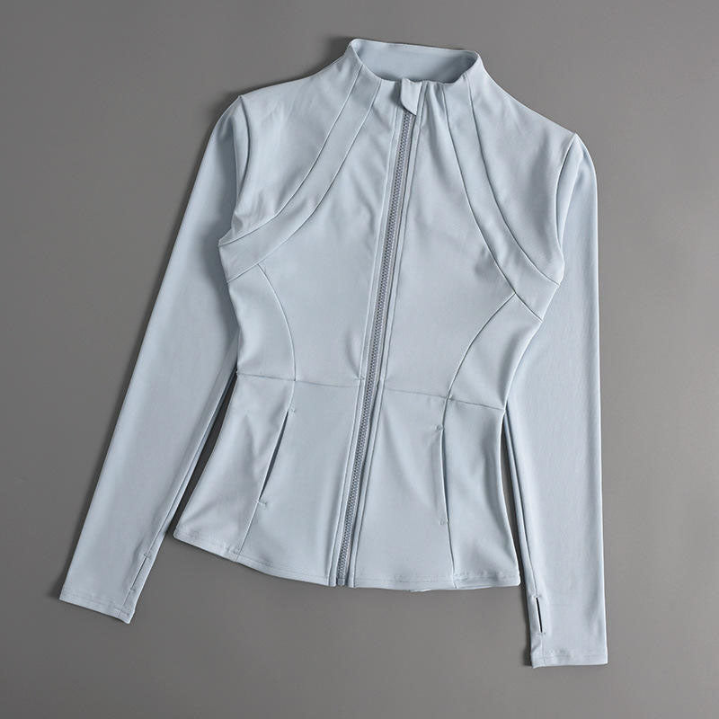 Custom Womens Winter Running Jacket with Contoured Fit and Stand Collar