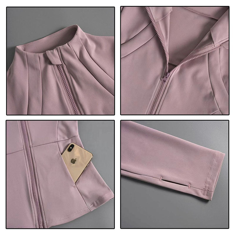 Custom Womens Winter Running Jacket with Contoured Fit and Stand Collar