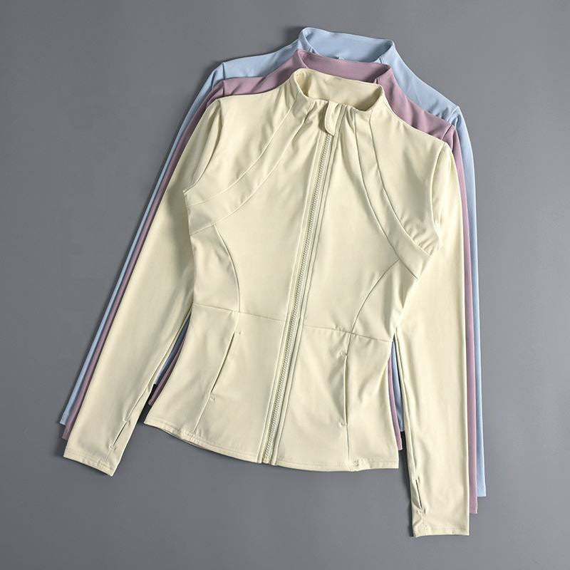Custom Womens Winter Running Jacket with Contoured Fit and Stand Collar