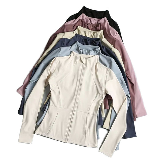 Custom Womens Winter Running Jacket with Contoured Fit and Stand Collar