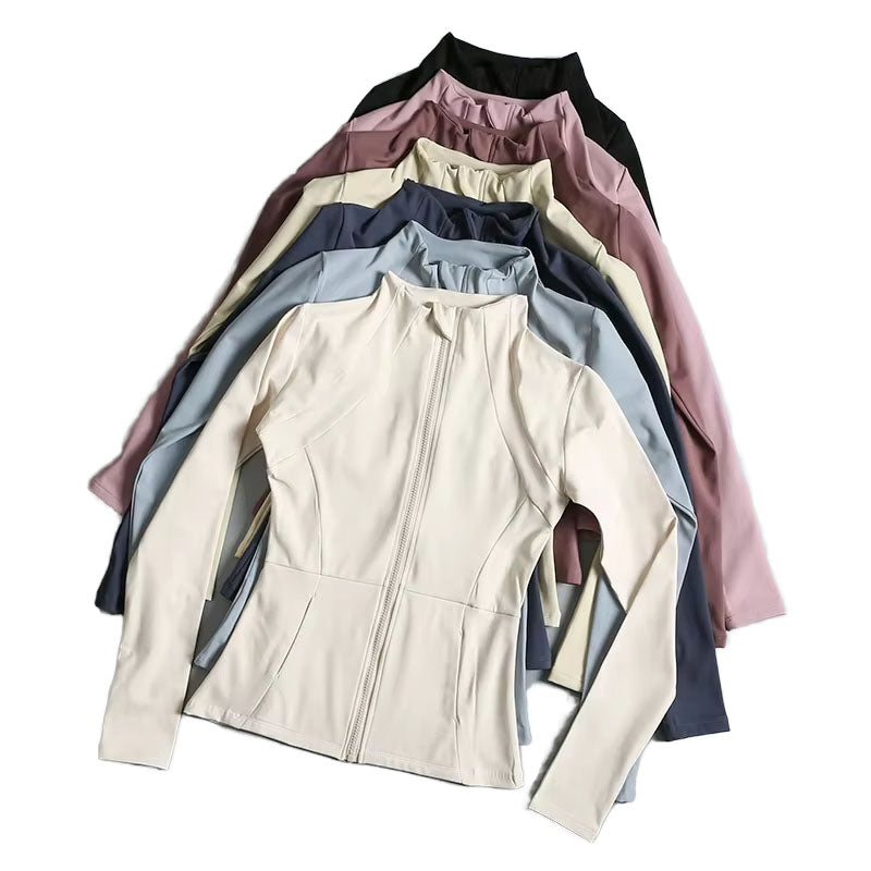 Custom Womens Winter Running Jacket with Contoured Fit and Stand Collar