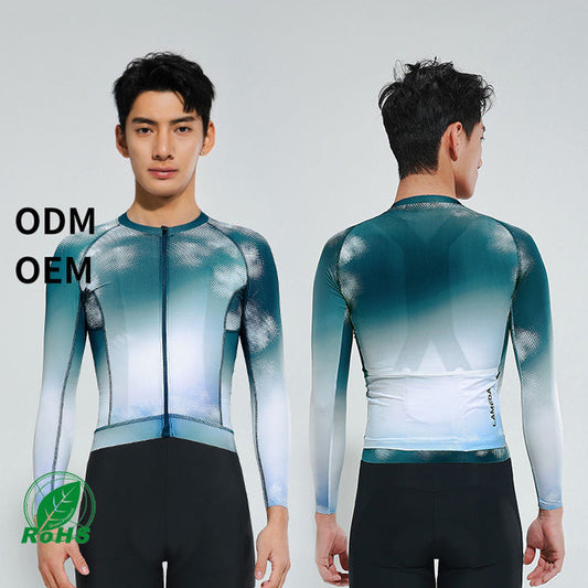 Cycling Long Sleeve Jersey Mens OEM – Custom Gradient Race Fit Top