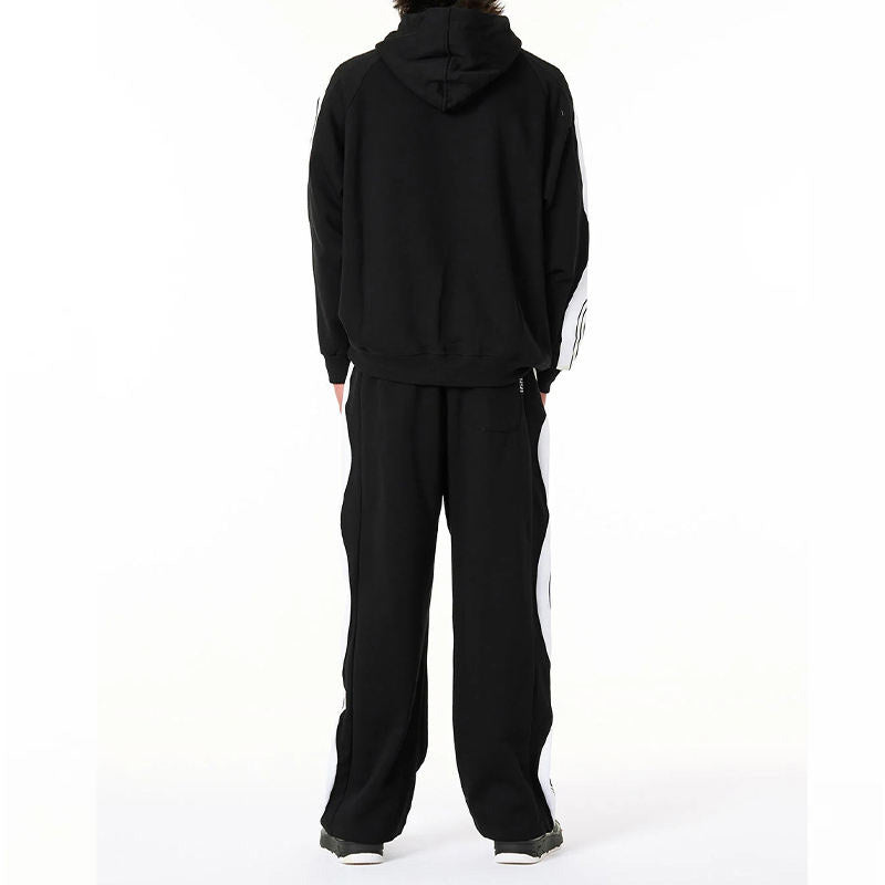Black White Striped Track Pants – Relaxed Fit Side Stripe OEM