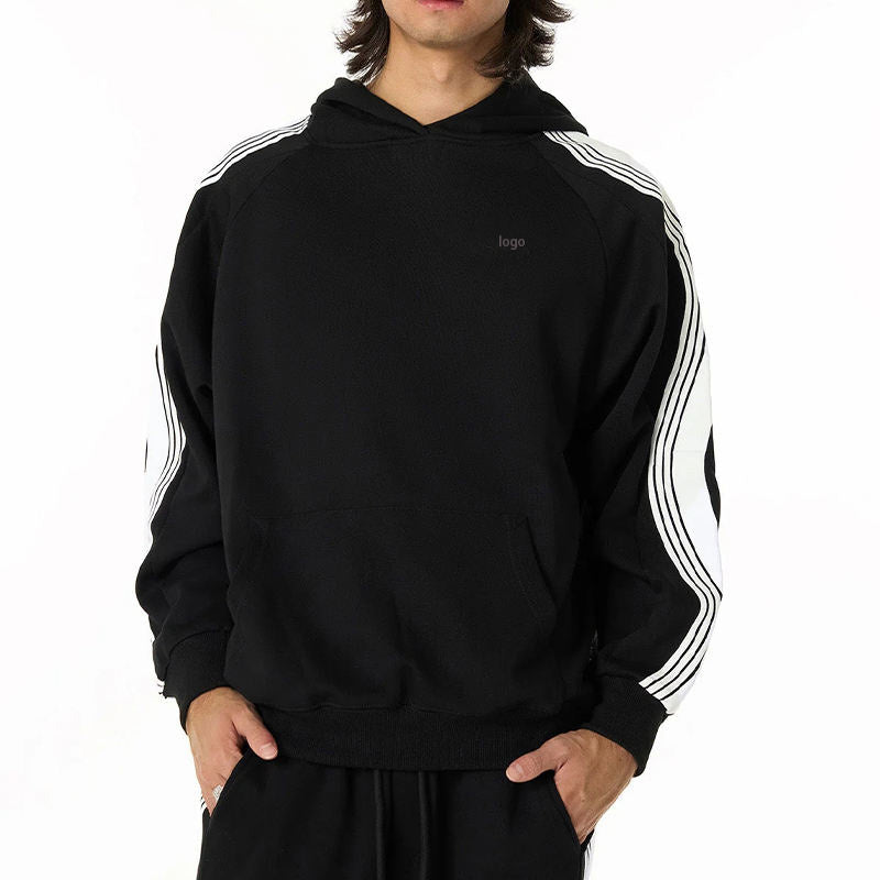 Black White Striped Track Pants – Relaxed Fit Side Stripe OEM