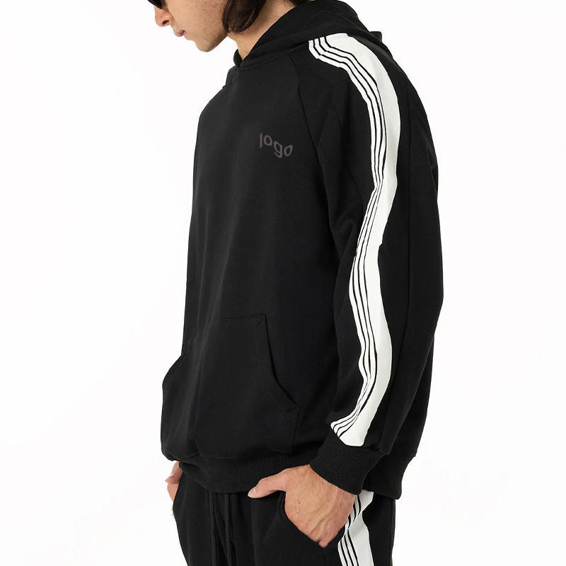 Black White Striped Track Pants – Relaxed Fit Side Stripe OEM
