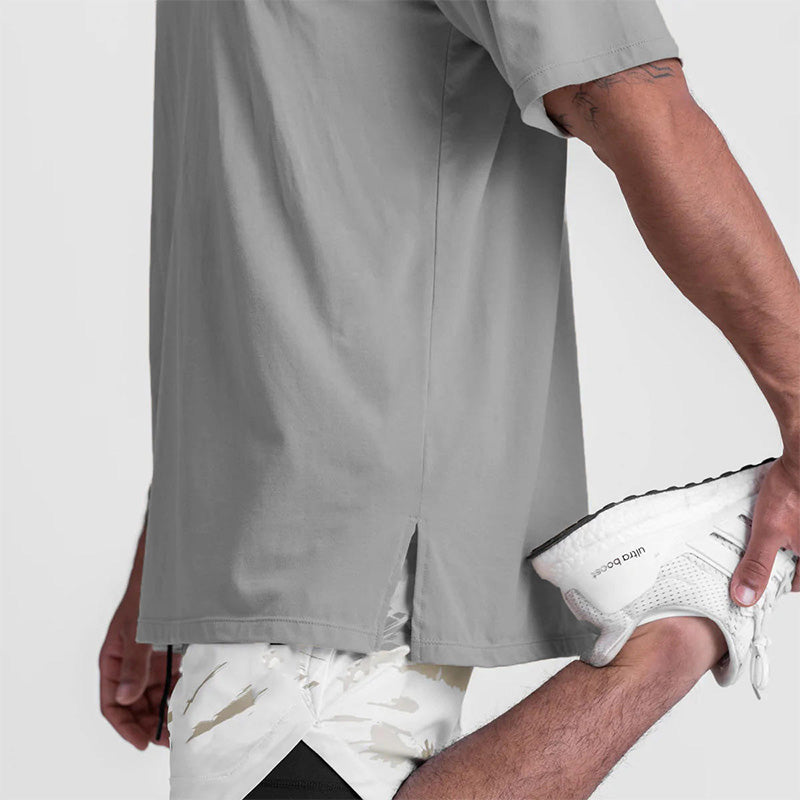 Cotton Running T Shirts – Soft Athletic Tee with Side Split Hem