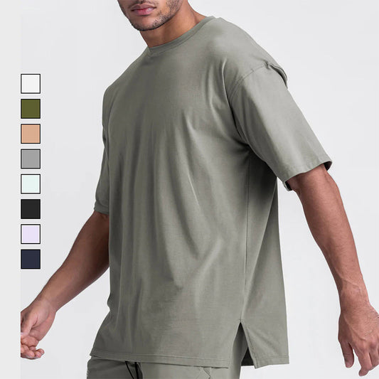 Cotton Running T Shirts – Soft Athletic Tee with Side Split Hem