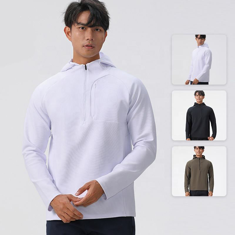 Lightweight Running Jacket for Men – Hooded Half Zip Training Layer OEM Manufacturer | Diguan