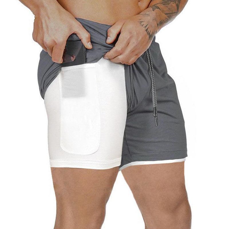 Male 2-in-1 Running Shorts with Phone Pocket | Diguan OEM