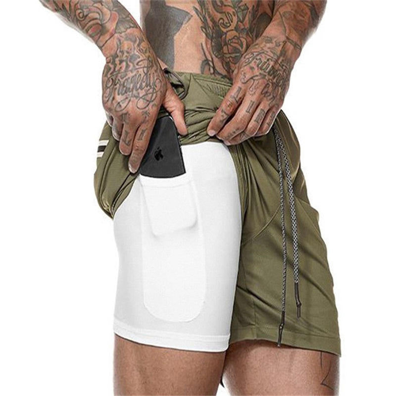 Male 2-in-1 Running Shorts with Phone Pocket | Diguan OEM