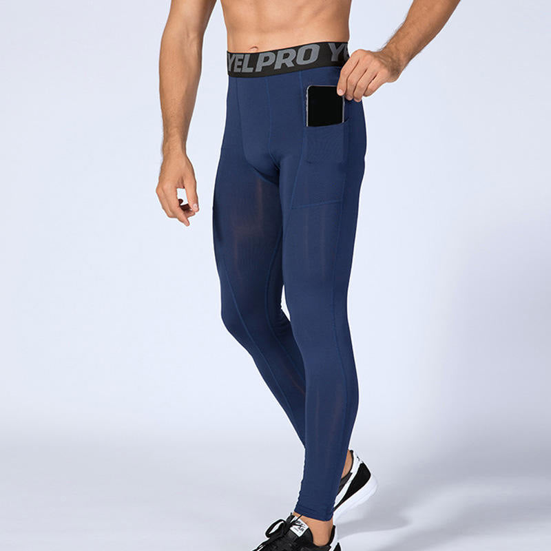 Mens Compression Workout Tights with Phone Pocket | Custom OEM