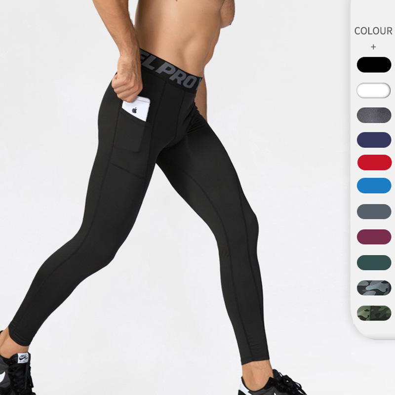 Mens Compression Workout Tights with Phone Pocket | Custom OEM