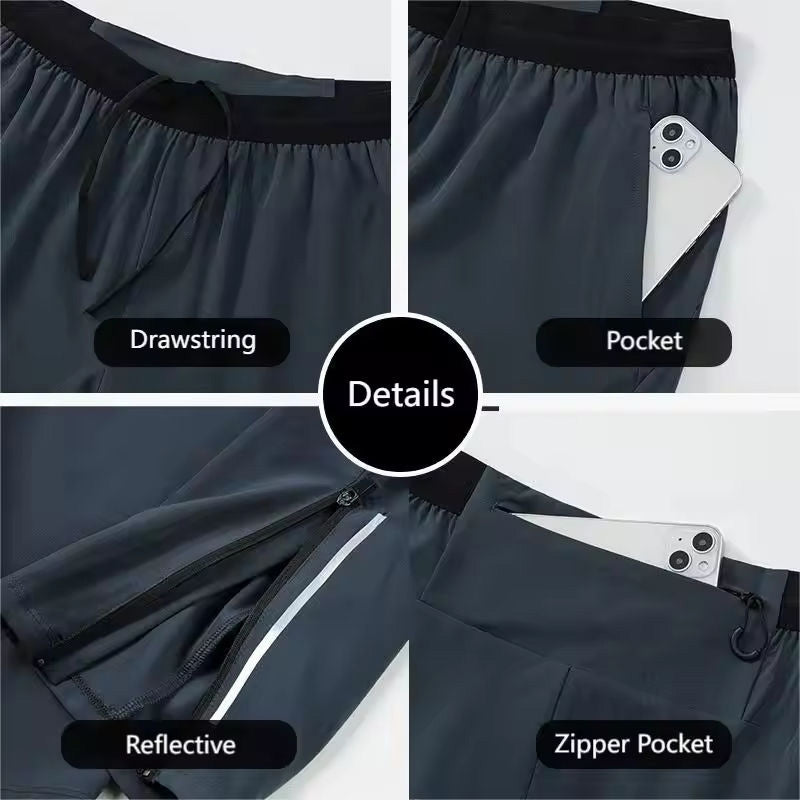 Custom Mens Winter Running Pants with Zip Phone Pocket