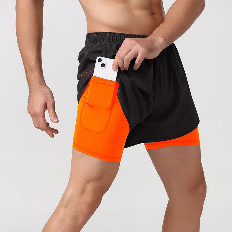 Running Shorts with Phone Pocket – 2 in 1 Mens Quick Dry OEM