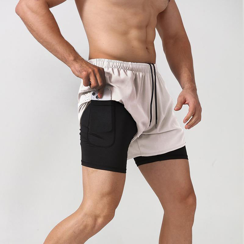 Running Shorts with Phone Pocket – 2 in 1 Mens Quick Dry OEM