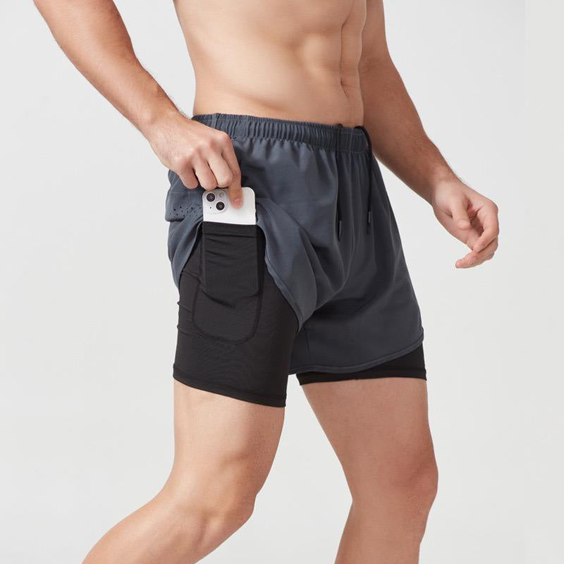 Running Shorts with Phone Pocket – 2 in 1 Mens Quick Dry OEM