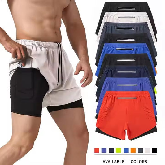 Running Shorts with Phone Pocket – 2 in 1 Mens Quick Dry OEM