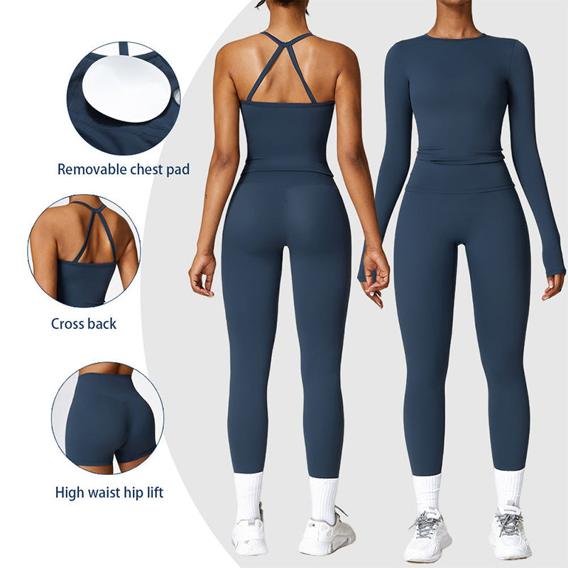 Custom Womens Compression Exercise Tights & Long Sleeve Set