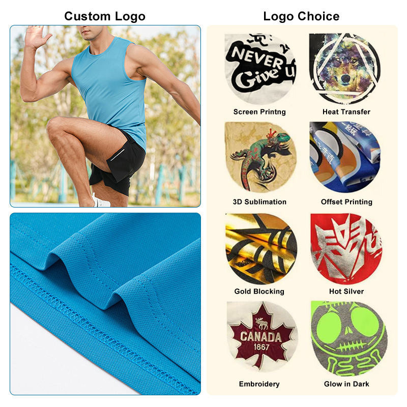 Breathable 160gsm Polyester-Spandex Men’s Running Tank Tops | OEM Heat-Transfer Logo