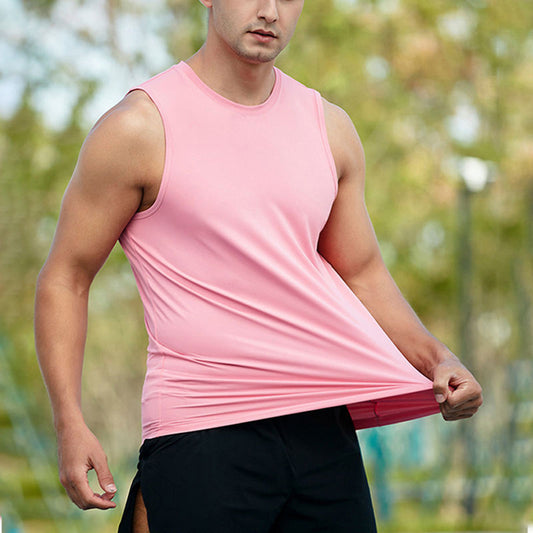 Breathable 160gsm Polyester-Spandex Men’s Running Tank Tops | OEM Heat-Transfer Logo