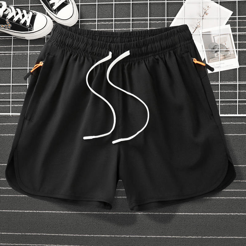 Men’s Short Running Shorts with Curved Hem and Zip Pockets