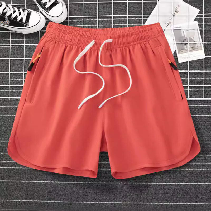 Men’s Short Running Shorts with Curved Hem and Zip Pockets