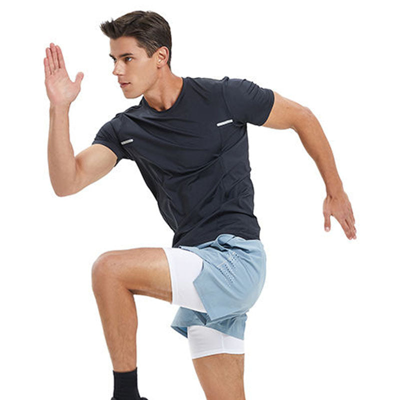 Men’s Short Running Shorts with Inner Liner and Quick-Dry Stretch Fabric