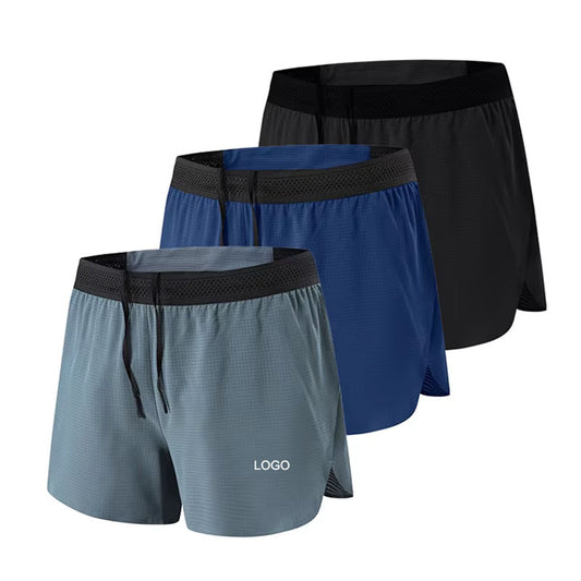 Quick-Dry Men’s Split Running Shorts with Breathable Mesh Fabric