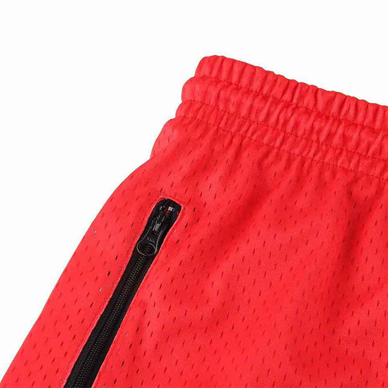 Breathable Red Running Shorts with Zip Pockets and Custom Logo