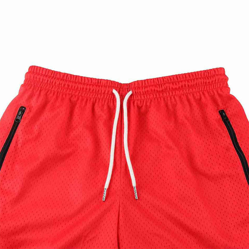 Breathable Red Running Shorts with Zip Pockets and Custom Logo