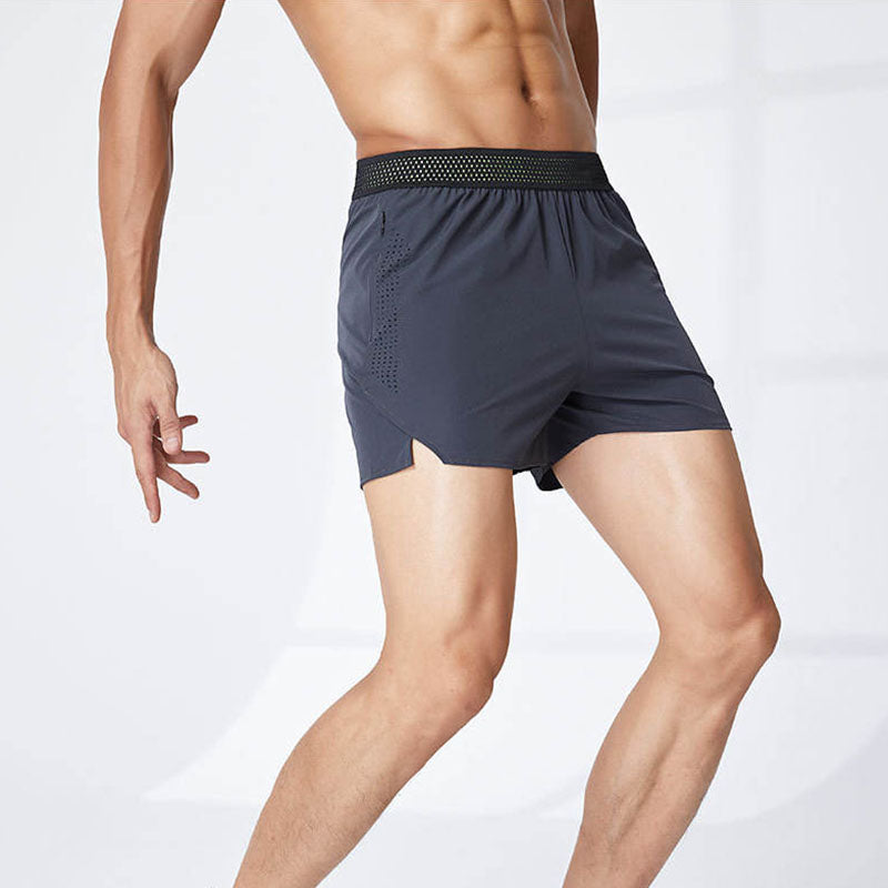 Breathable Men’s Running Shorts with Zip Side Pocket and Elastic Waist