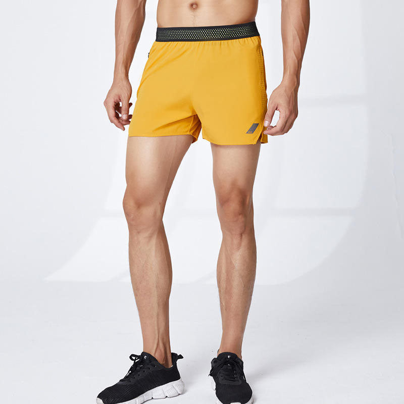 Breathable Men’s Running Shorts with Zip Side Pocket and Elastic Waist