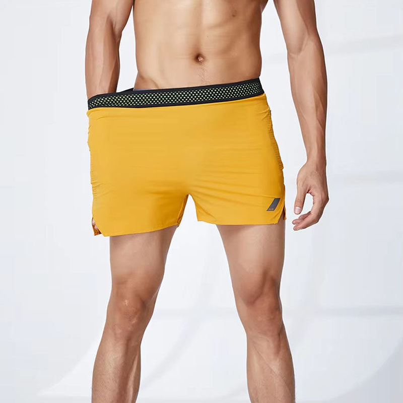 Breathable Men’s Running Shorts with Zip Side Pocket and Elastic Waist