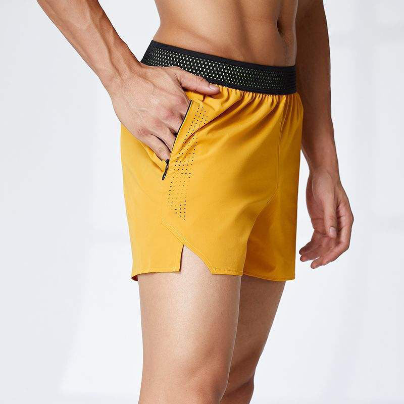 Breathable Men’s Running Shorts with Zip Side Pocket and Elastic Waist
