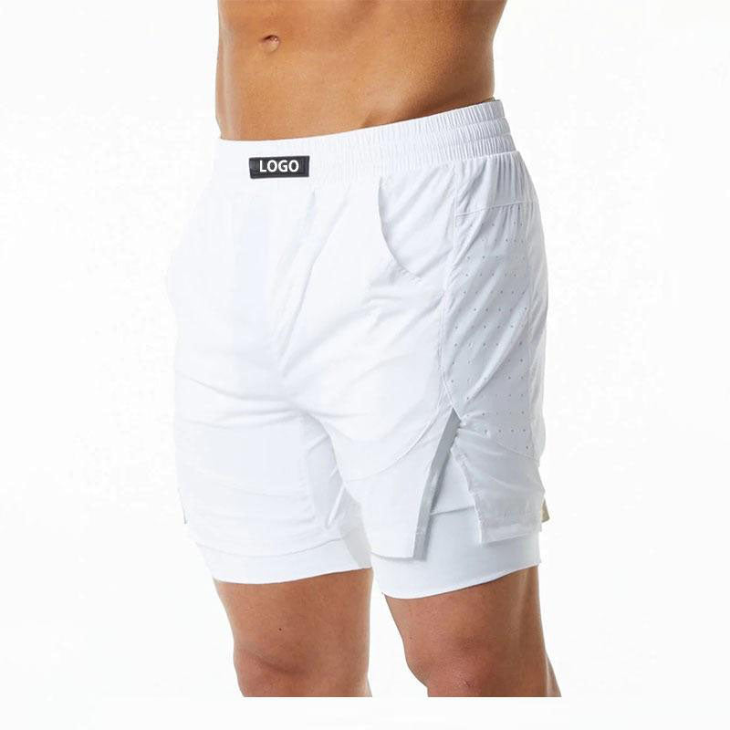 Lightweight White Running Shorts with Inner Short and Custom Logo