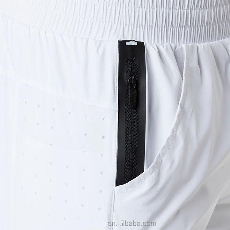 Lightweight White Running Shorts with Inner Short and Custom Logo